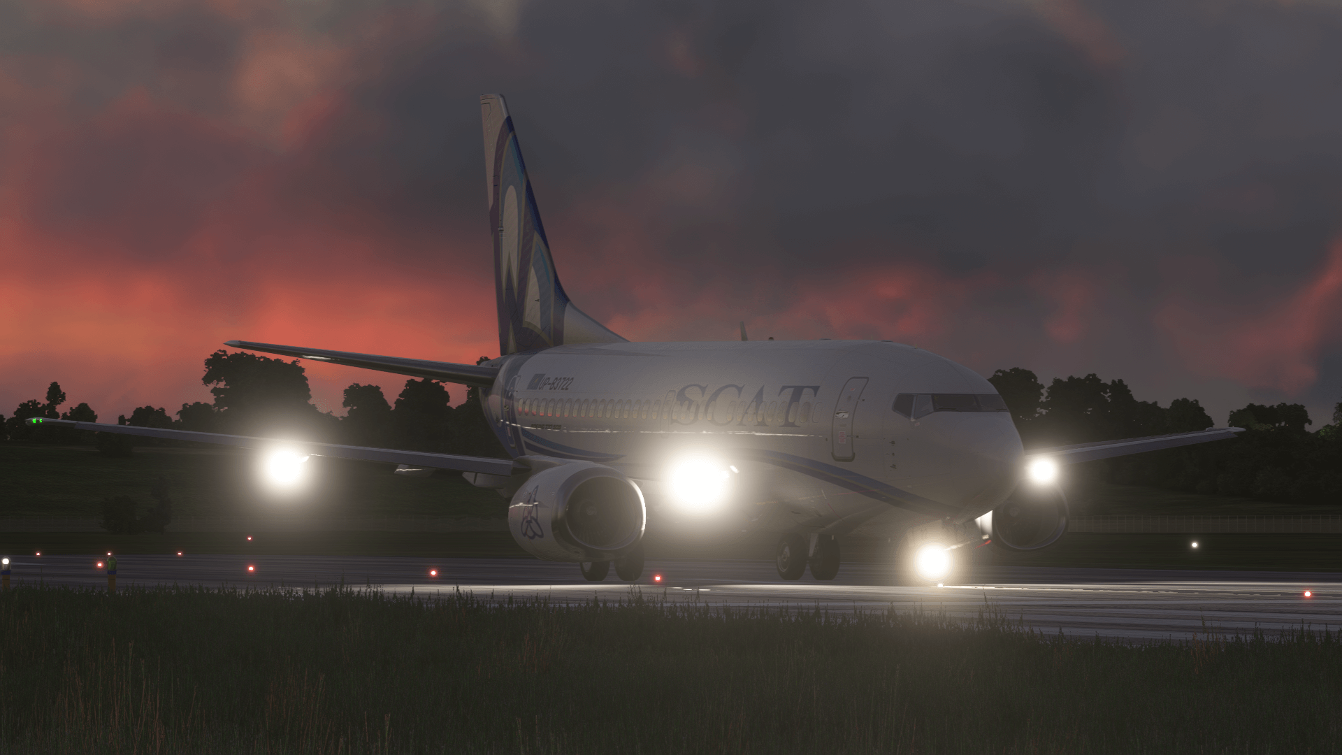 CSS 737 Classic exterior runway preview at dusk