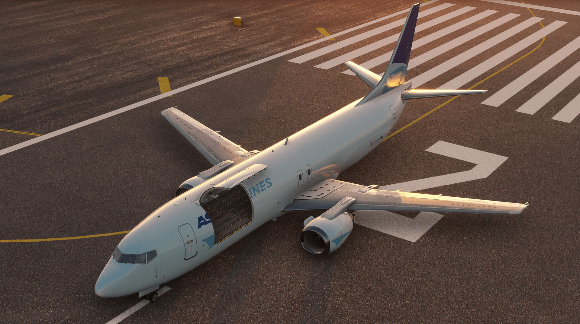 ASL Airlines 737 freighter preview with the main cargo door open
