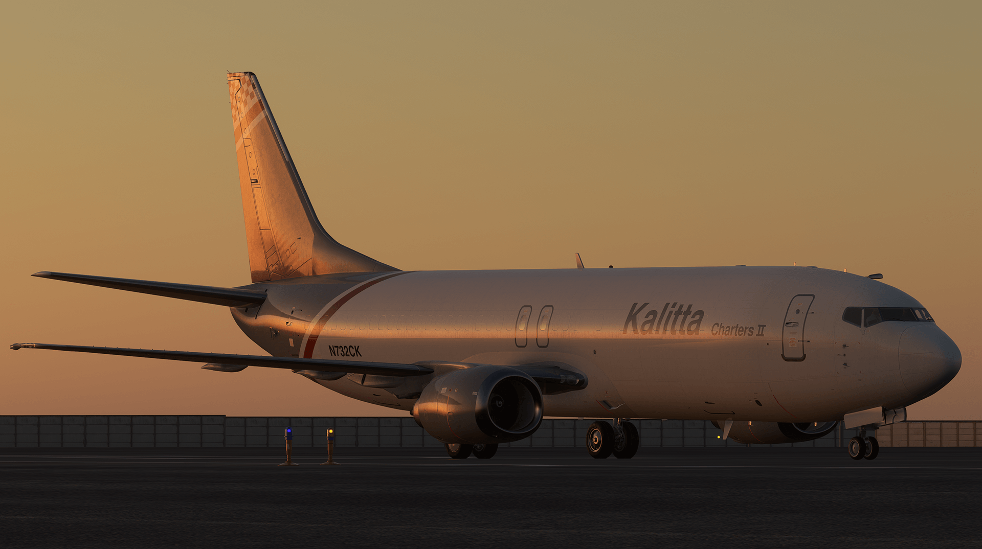 Kalitta Charters II 737 freighter livery preview at sunset