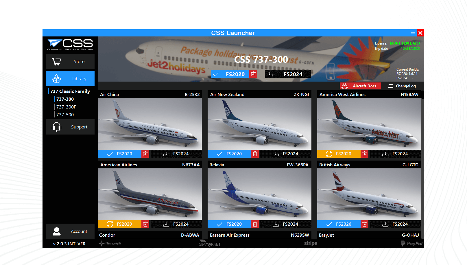 CSS 737-300 cockpit e detalhes